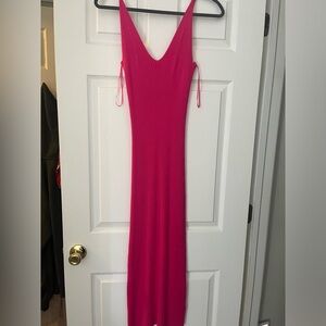 Hot Pink Knit maxi Dress